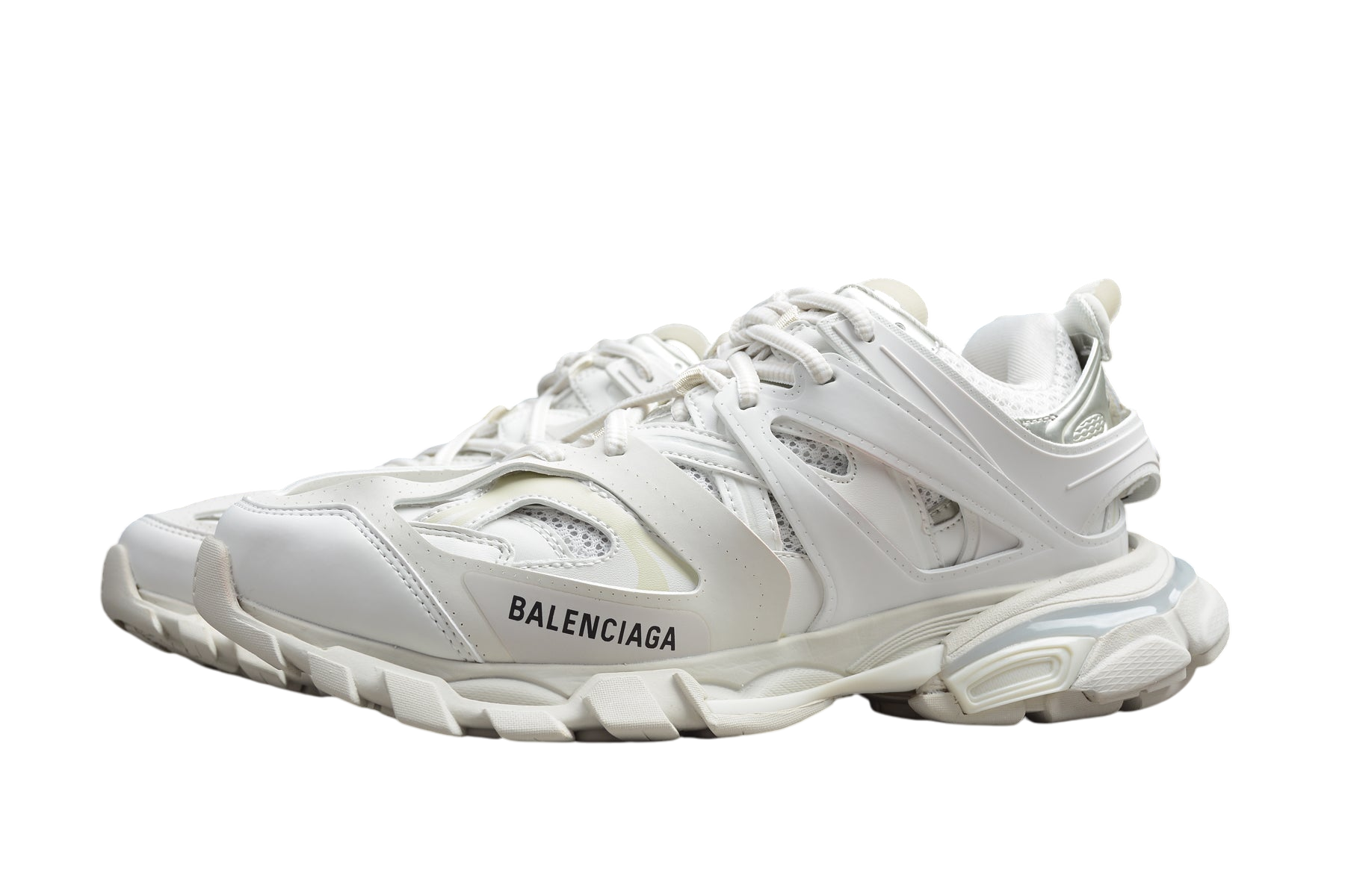 Balenciaga Track White Sneakers: Chunky Sole, Breathable Mesh, Durable Luxury