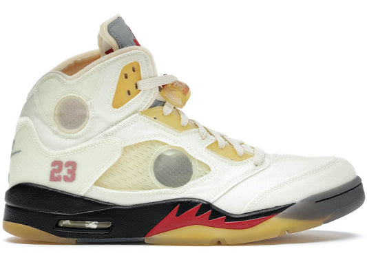 Iconic Air Jordan 5 Retro Off-White Sail Designer Basketball Sneakers