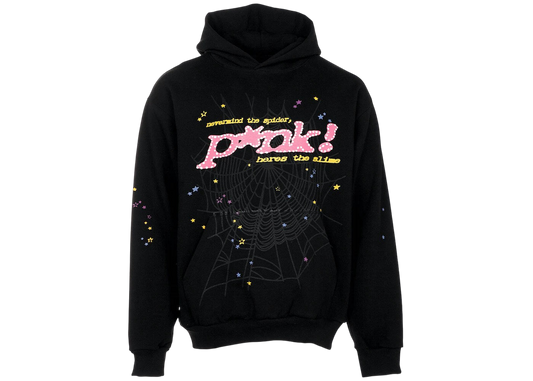 Sp5der Black Streetwear Hoodie for Men and Women, Casual Pullover Style