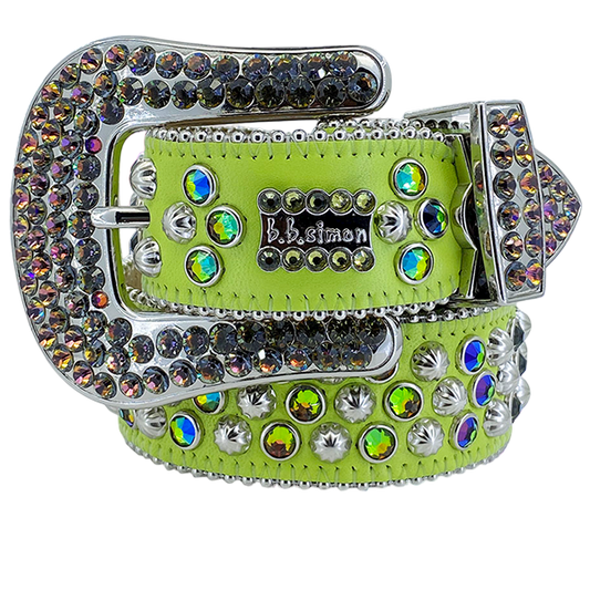 B B Simon Lavasan Dazzling Light Green Crystal Belt for Men Women